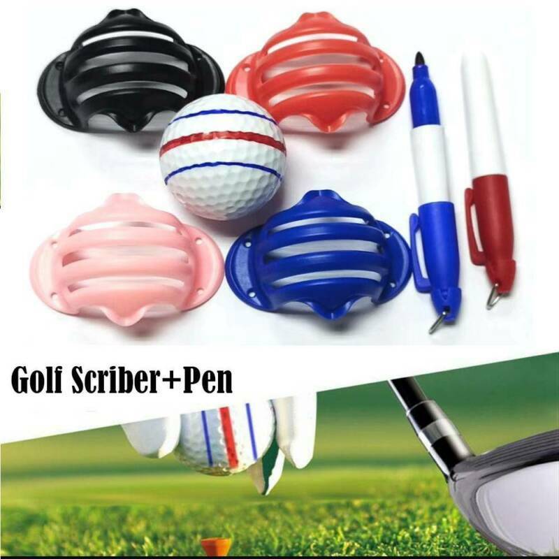 PRO Triple (3) Line Alignment Track Golf Ball Marker Stencil With 2 Pens Set