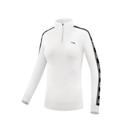 PGM Zipper Collar Women Golf Pullovers Warm Knitted Sweater Long Sleeve Slim Top