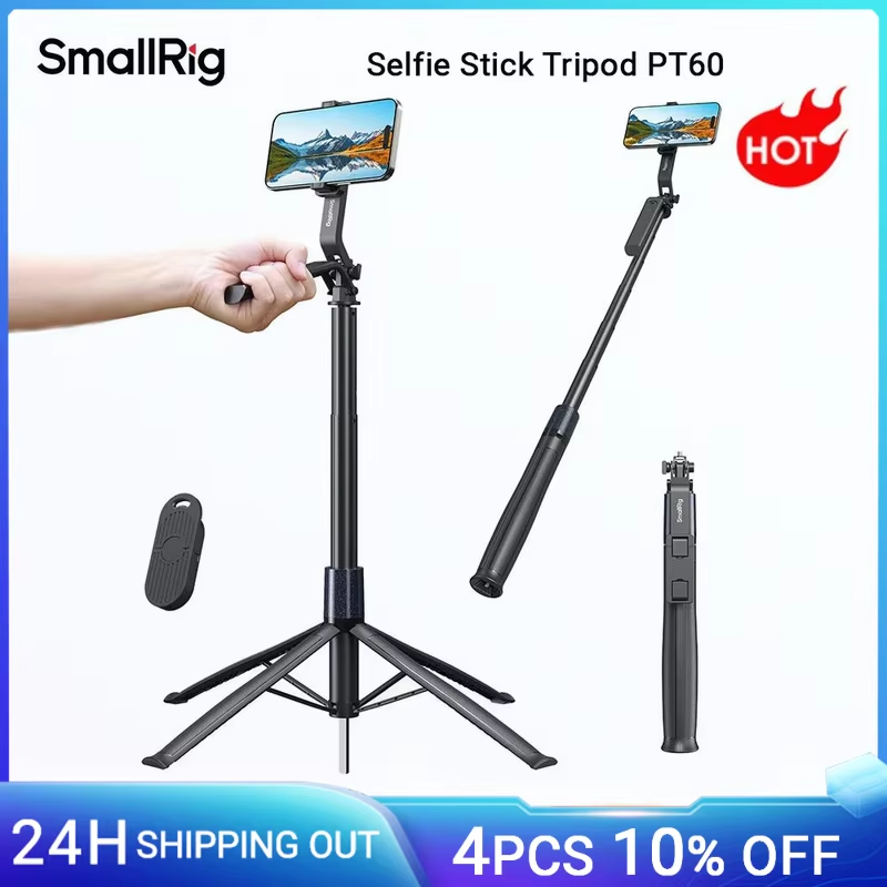 Selfie Stick Tripod PT60 w Remote Control 4 Legs 360° Handle Adjustable Holder f