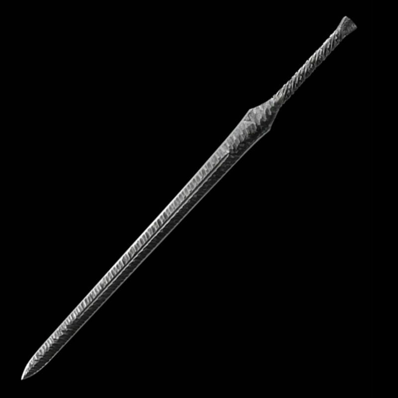 Sharp Demonic Pestle Sword Rotary Forging Pattern Steel w Thokcha Thogchag #2373
