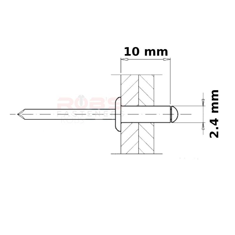 2.4 mm Rivet Pop Rivets Aluminium Head Steel Mandrel Dome Head Blind Standard - Picture 10 of 11