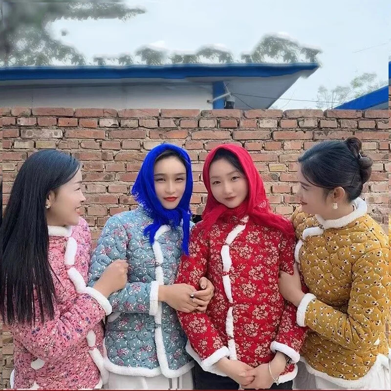 Cheongsam Cotton Jacket Chinese Style Flower Padded Coat