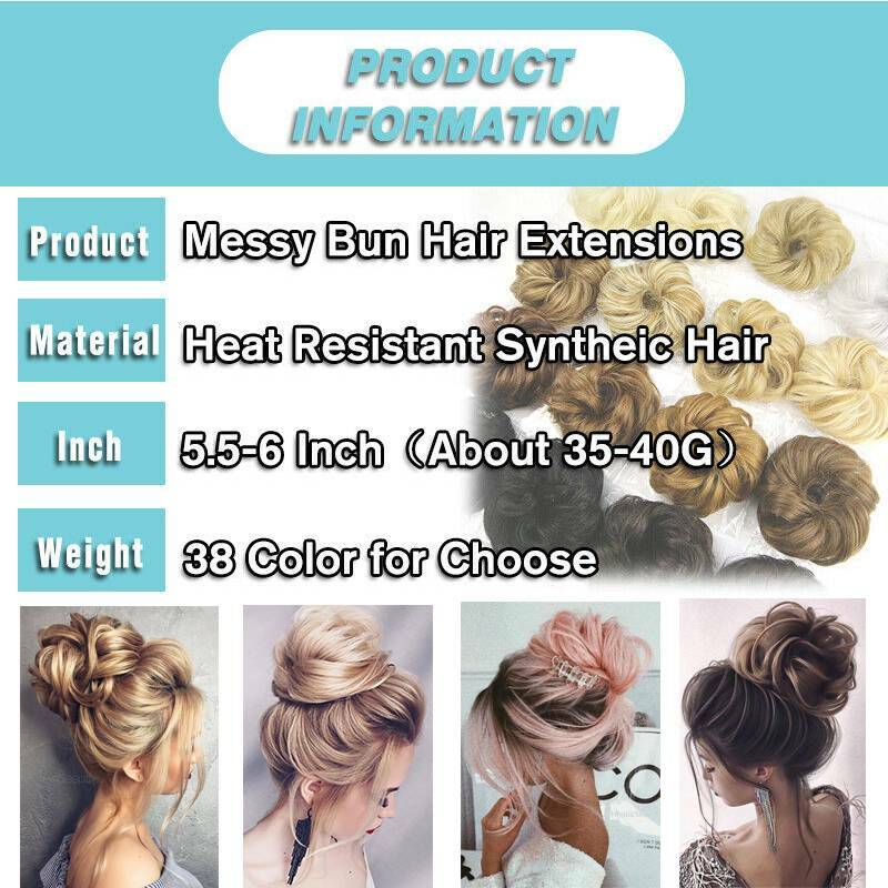 Rose Curly Messy Bun Real as human Hair Piece Scrunchie Updo Wrap Hair Extension