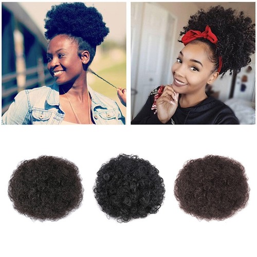 Short Updo Chignon Afro Ponytail Puff Drawstring Wrap Curly Hair