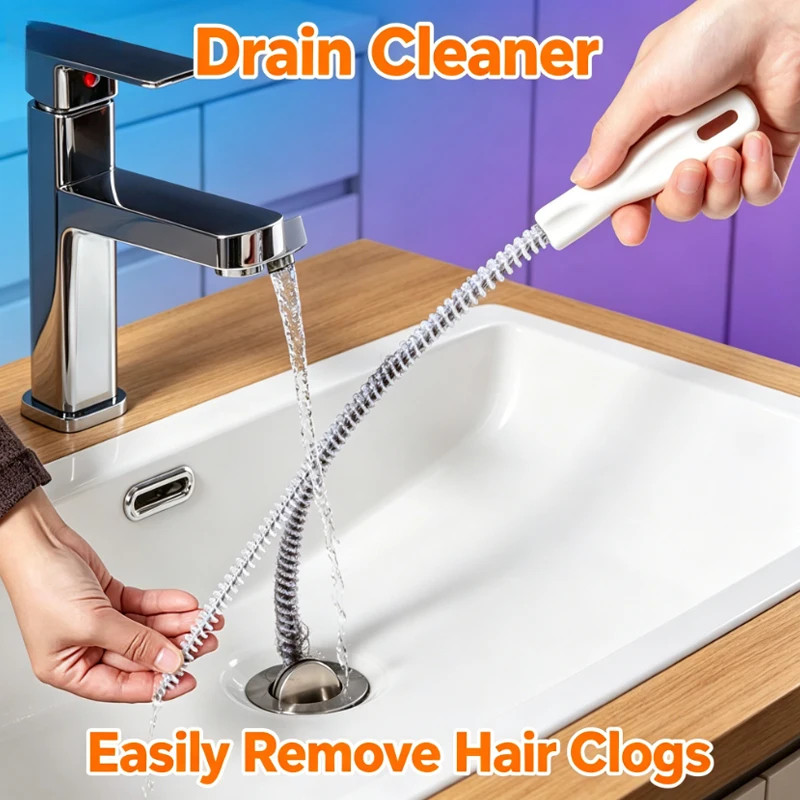 Sink Drain Cleaning Brush, Drain Clog Remover, Bendable Sink Overflow Sewer