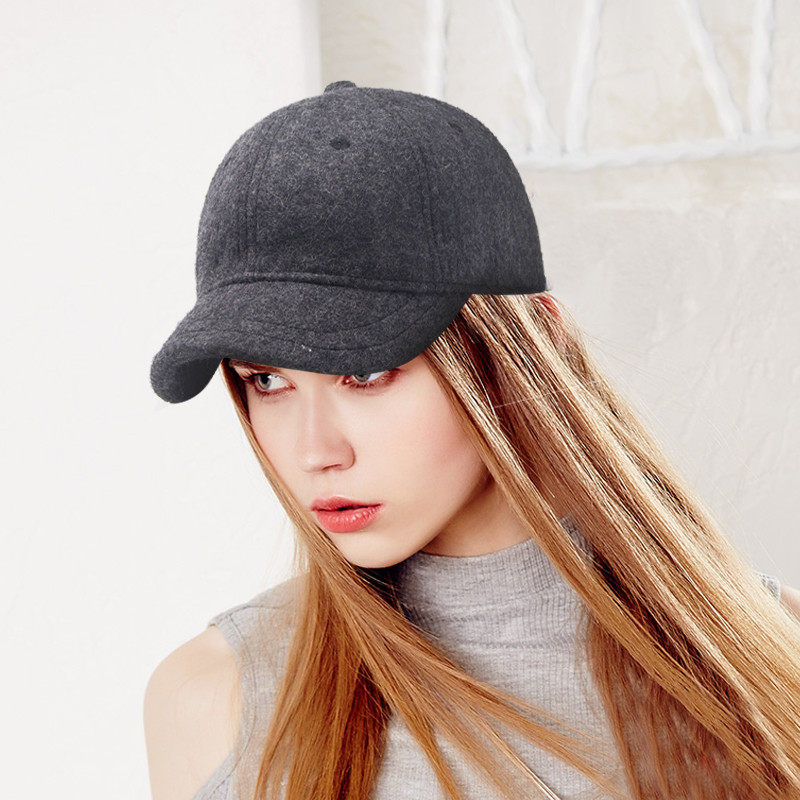 Unisex Winter Wool Baseball Cap Short Brim Adjustable Snapback Hat