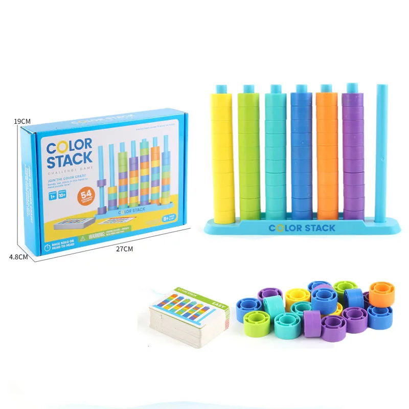 New Rainbow Stacking Rings Toy Kids Educational Color Sorting Motor Skills Toy