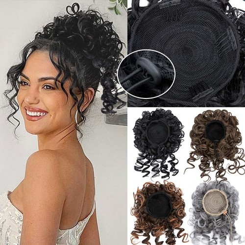 Natural Hair Bun Extension Clip-In Drawstring Messy Hairpiece Updo Various Color