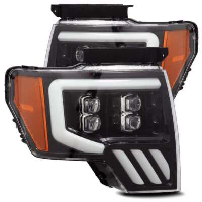 AlphaRex NOVA LED Proj Headlights Plank Style Gloss Black for 09-14 Ford F-150