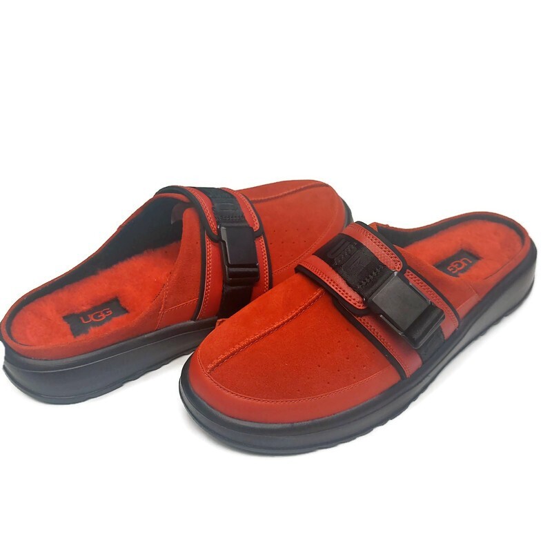 UGG Kick It Slide Cozy Suede Slippers Mens Size 8 Shoes 1117471 Samba Red Black