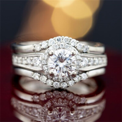 Charm 925 Silver Filled Rings Cubic Zirconia Women Engagement Jewelry Size 6-10