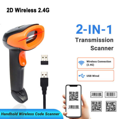 Wireless 1D 2D Bluetooth Barcode Scanner QR Code Reader For PC iPhone Android