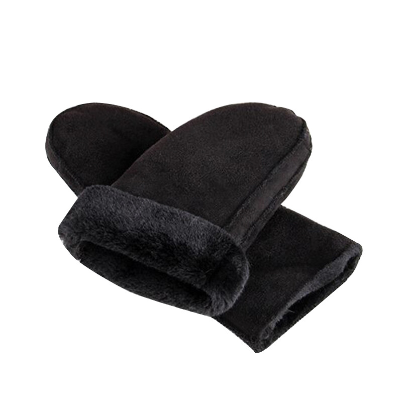 Winter Lady Mittens Warm Imitation Sheepskin Gloves Artificial Leather