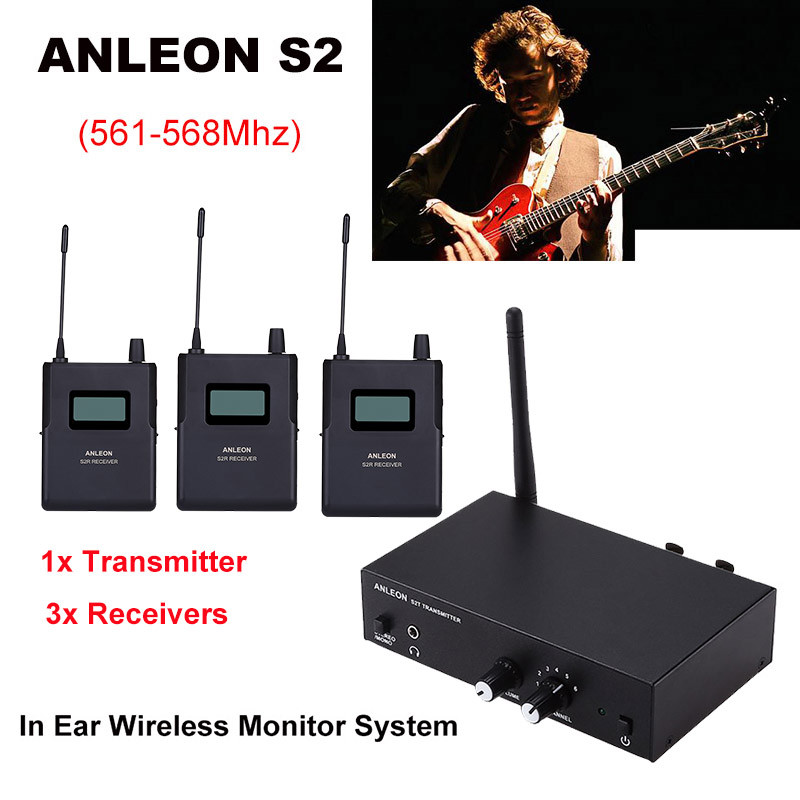 ANLEON S2 Wireless In Ear Monitor 1xTransmitter+3xReceivers UHF Stage 561568Mhz eBay