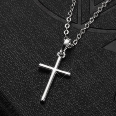 Men Women Stainless Steel Cross Pendant Necklace Chain Jewelry Gold Plated Gift