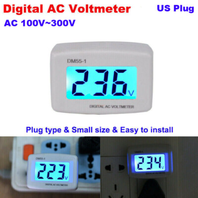 AC 110V-300V 220V 230V LCD Digital Voltmeter Plug-in Tester Volt Meter US Plug