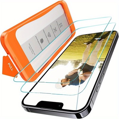 2Pcs Privacy Screen Protector iPhone 15/15Pro Tempered Glass Auto Dust Removal