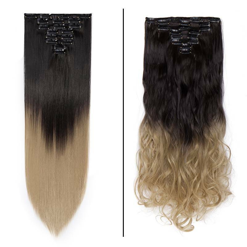 17-26" Full Real Natural as human Hair 8Pcs Full Head Clip In Hair Extensions US