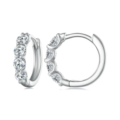 Bamoer-Boucles D'Oreilles U Moissanite En Argent Sterling 925, Créoles Rondes, B