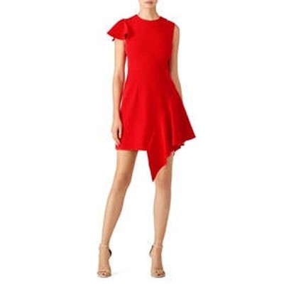 Milly Womens Red Side Flutter Dress Size 10