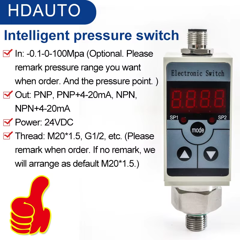 PNP NPN Sensor Pressure Controller Digital Display Stainless Steel Two-way Relay