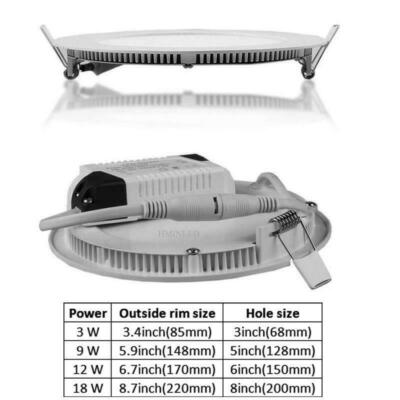 ROUND 3W 6W 9W 12W 18W 24W LED Recessed Ceiling Panel Lamp Thin Downlight