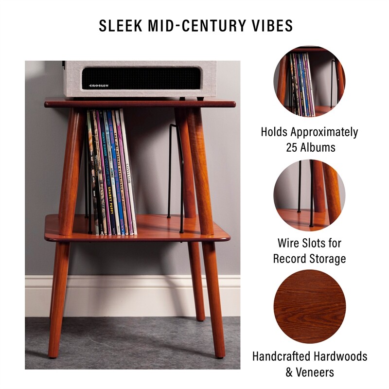 Crosley Furniture Manchester Mid-Century Wood Metal Turntable Stand in Paprika