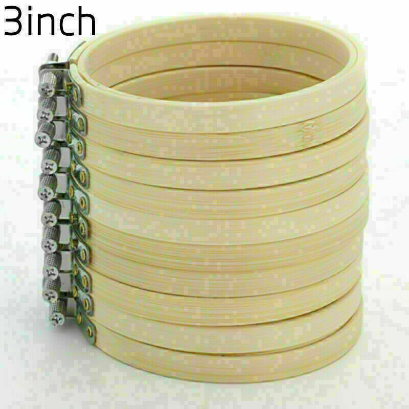 10PCS Wooden Embroidery Hoops Set Bamboo Circle Cross Hoop Stitch Tools 4In/3In