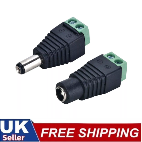 5.5MMX2.1MM DC MALE + FEMALE JACK CONNECTOR PLUG FOR 5050 3528 LED STRIP CCTV