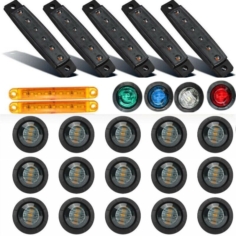 Amber 2 6 9LED Side Marker Lights Bullet Clearance Light Truck Trailer Wateproof