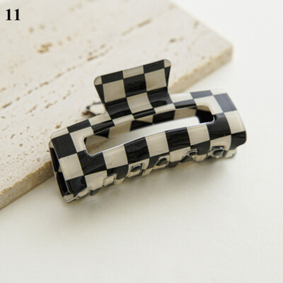 Checkerboard Grab Hair Clip Women Acrylic Hairpin Shark Clip Hair Claw Barrettes