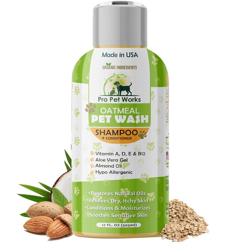 Oatmeal Shampoo and Conditioner for Dogs Organic Moisturizer Itchy Dry Skin 17oz