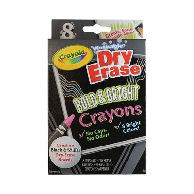 8 ct. Dry-Erase Crayons Brights Large Size Crayola Draw Colo
