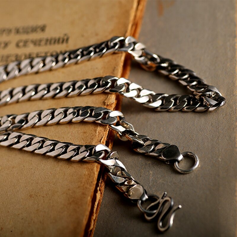 Pre-owned Cadena Para Hombres Plata De Ley 925 Vintage  De Lujo Tailandés 7,5mm 55cm In No Stone