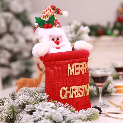 Santa Snowman Storage Bag Trash Can Christmas Decoration Kid Gift