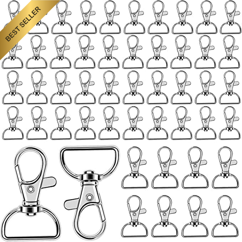 50 Pcs Swivel Clasp Hooks,  25Mm D Ring Clip Lanyard Hardware 360° Metal Key Cha