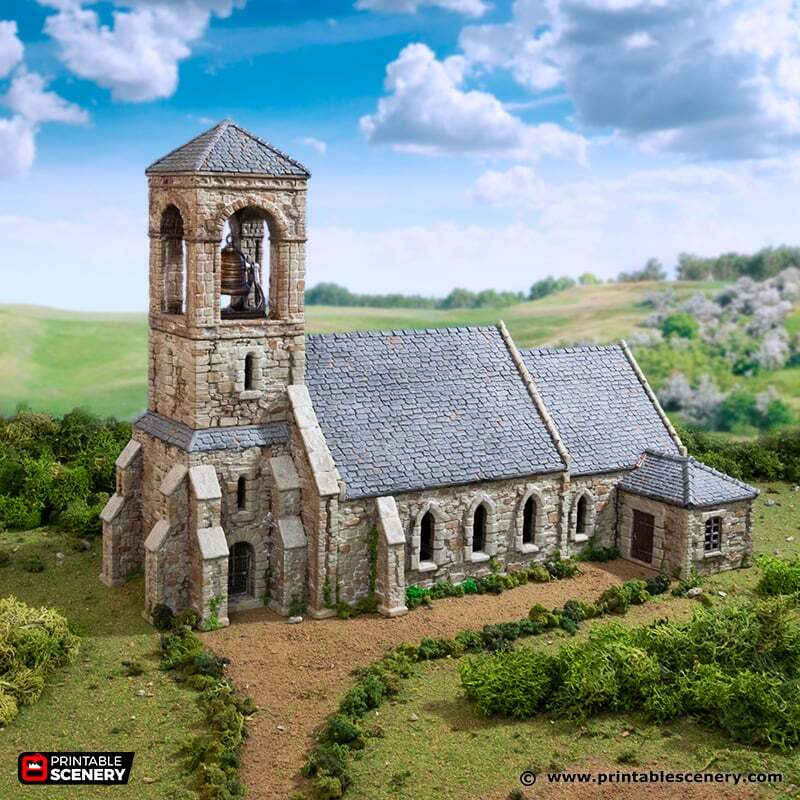 Norman Church - Building Terrain - Medieval, Normandy, Printable Scenery