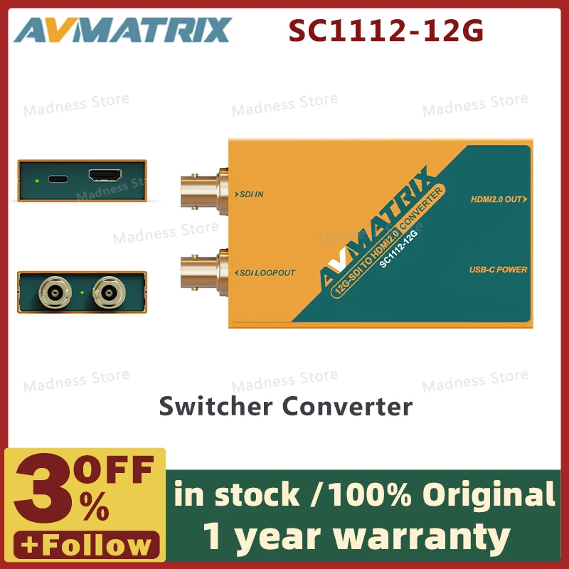 . SC1112-12G 12G-SDI to HDMI-compatible 2.0 4K Broadcast Converter up to 4K60HZ
