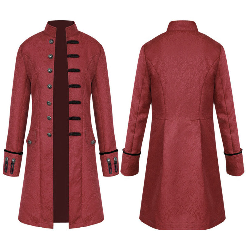 Mens Victorian Frock Coat Cosplay Suit Vintage Steampunk Tailcoat Jacket Gothic