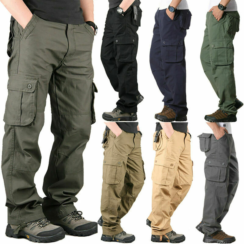 Mens Heavy Duty Work Trousers Stretch Reinforced Utility Pocket Cargo Full Pants
