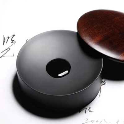 Small Round Natural Inkstone Stone Brush Ink Calligraphy Painting Tool