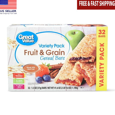 Fruit Grain Snack Bars Variety Pack 32 Count Healthy Snack Real Fruit Quick Easy