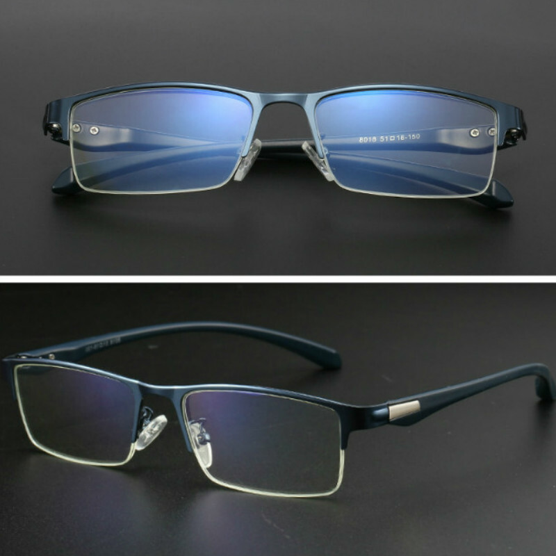 Mens Anti Blue Myopia Glasses Nearsighted Clear Glasses Half Frame Plastic Steel