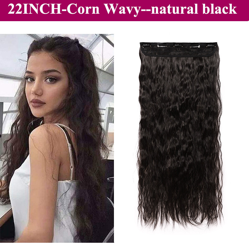 Long Curly Wavy One Piece Clip in Real as Human Hair Extensions Natural THICK US