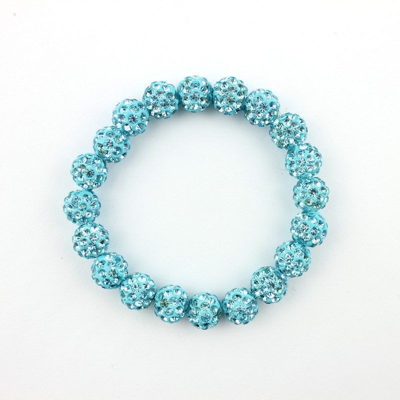 10mm Crystal Pave Disco Ball Shamballa Beads Stretch Bracelets for Women Jewelry