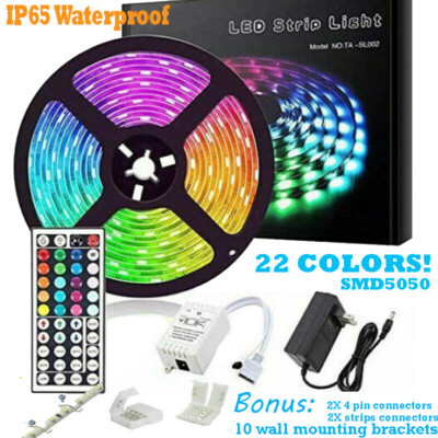 16 ft LED Strip Lights 5050 RGB Bluetooth Color Change Remote for Rooms Bar