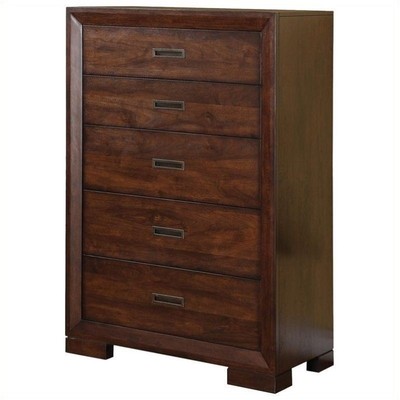 Bowery Hill Five Drawer Chest in Warm Walnut