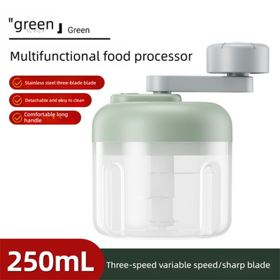 Manual Garlic Chopper & Food Processor 250ml Portable 3-Speed Hand-Crank Mincer