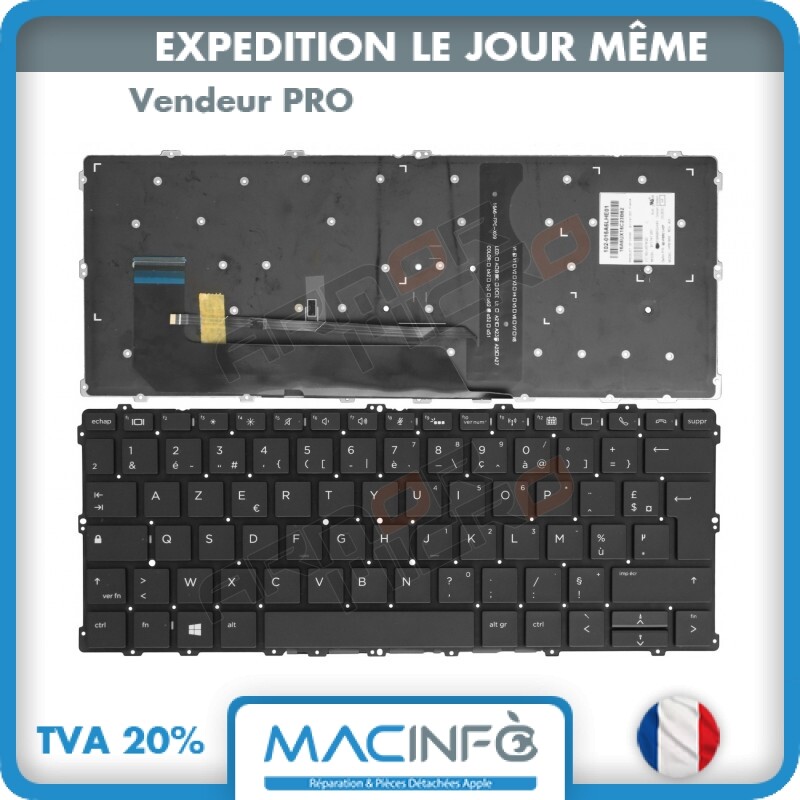 Clavier Hp Elitebook X360 1030 G2 RÃ©Tro-Ã©ClairÃ© FranÃ§Ais Azerty Noir