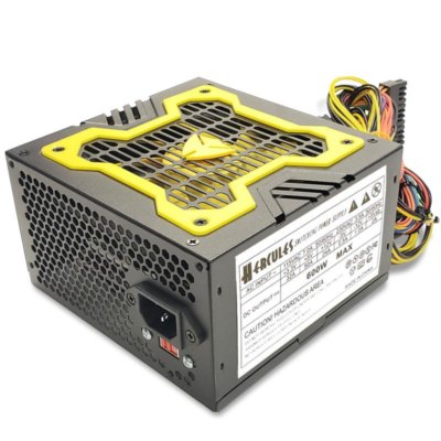 NEW--Hercules Yellow 12cm-Fan 600w-Max ATX Power Supply 20+4Pin, SATA & PCIe